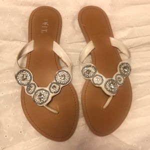 Mixit beaded white flip flop sandals